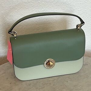NWT Kate Spade Audrey Colorblock Sage Green Bag Top Handle Flap Crossbody Purse